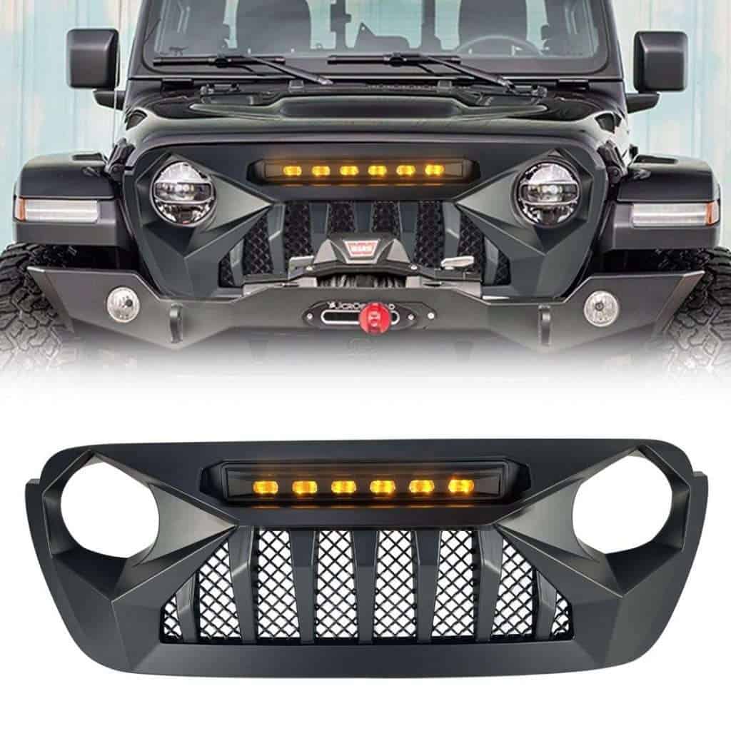 Demon Grille w/ Amber LED Running Lights for 1821 Jeep Wrangler JL