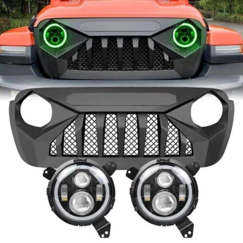 demon-grille-w-mesh-rgb-halo-headlights-combo-18-19-wrangler-jl-headlights-grille-combo-am-off-road-206224.jpg Demon Grille w/ Mesh & RGB Halo Headlights Combo for 18-23 Wrangler JL