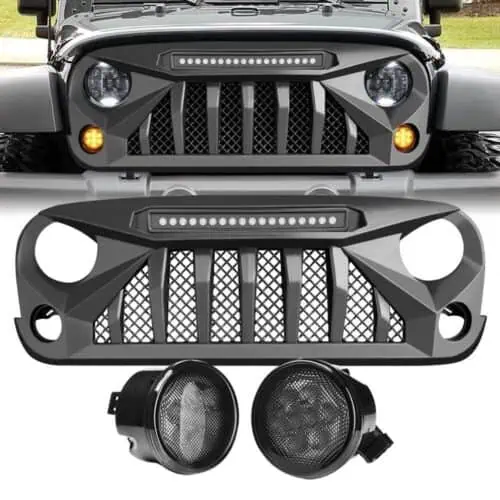 gladiator-grille-w-led-off-road-lights-smoked-turn-lights-combo-07-18-wrangler-jk-headlights-grille-combo-am-off-road-972227.jpg Gladiator Grille w/ LED Off-Road Lights & Smoked Turn Lights Combo for 07-18 Wrangler JK