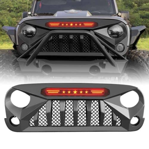 gladiator-grille-w-red-star-drl-07-18-jeep-wrangler-jk-grilles-and-grille-deletes-am-off-road-128236.jpg Gladiator Grille w/ Red Star DRL for 07-18 Jeep Wrangler JK