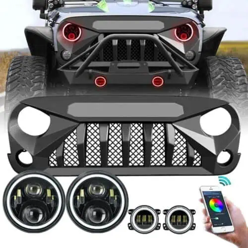 gladiator-vader-grille-rgb-halo-headlights-rgb-halo-fog-lights-combo-for-07-18-wrangler-jk-headlights-grille-combo-am-off-road-339301.jpg Gladiator Vader Grille & RGB Halo Headlights & RGB Halo Fog Lights Combo for 07-18 Wrangler JK