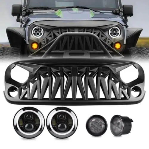 halo-headlights-shark-grille-smoke-turn-signal-lights-combo-for-jeep-wranger-jk-jku-headlights-grille-combo-am-off-road-236359.jpg Halo Headlights & Shark Grille & Smoke Turn Signal Lights Combo for Jeep Wranger JK/ JKU