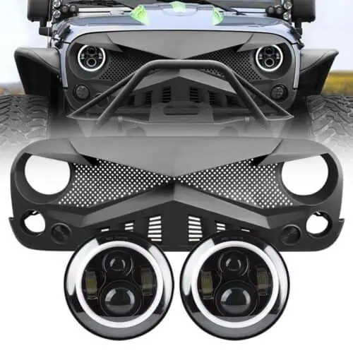 hawke-grille-halo-headlights-combo-07-18-wrangler-jk-headlights-grille-combo-am-off-road-226655.jpg Hawke Grille & Halo Headlights Combo for 07-18 Wrangler JK