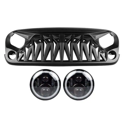 rgb-halo-headlights-shark-grilles-combo-for-jeep-wrangler-jk-jku-headlights-grille-combo-am-off-road-716234.jpg RGB Halo Headlights & Shark Grilles Combo for Jeep Wrangler JK/ JKU