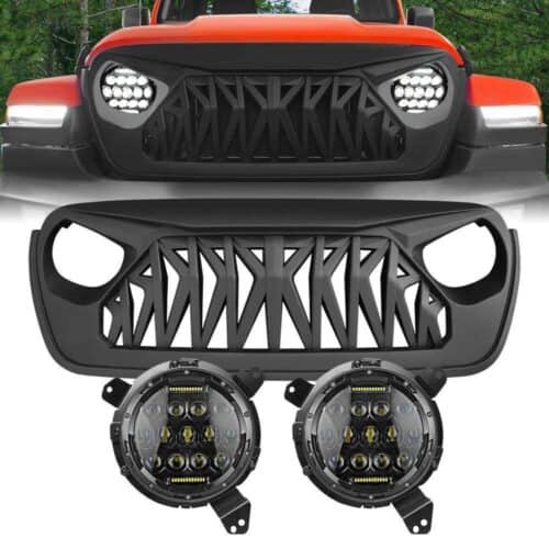 shark-grille-honeycomb-headlights-combo-18-19-jeep-wrangler-jl-grilles-and-grille-deletes-am-off-road-217135.jpg Shark Grille & Honeycomb Headlights Combo for 18-23 Jeep Wrangler JL & Gladiator JT