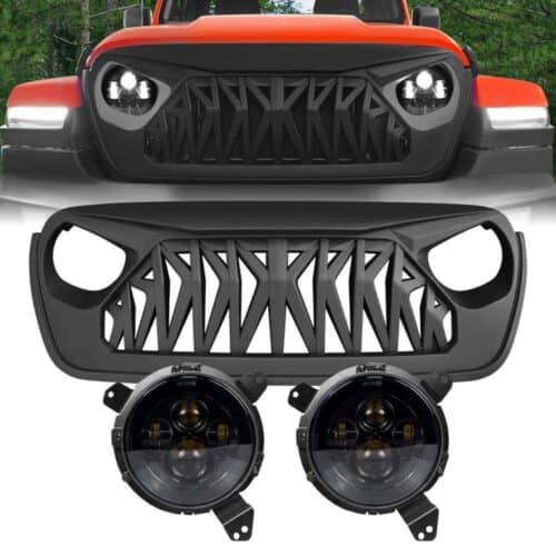 smoked-headlights-shark-grilles-combo-for-jeep-wrangler-jl-grilles-and-grille-deletes-am-off-road-399491.jpg Smoked Headlights & Shark Grilles Combo for 18-23 Jeep Wrangler JL & Gladiator JT