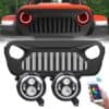 Vader Grille w/ Mesh & RGB Halo Headlights Combo for 18-21 Wrangler JL& Gladiator JT