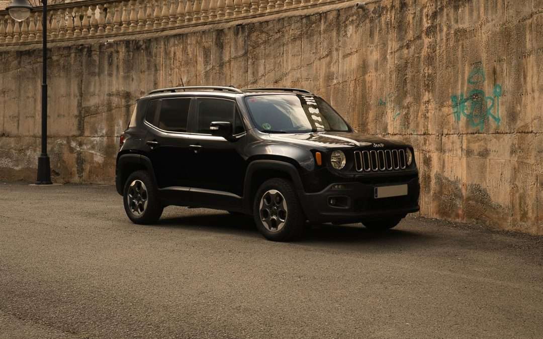Jeep renegade with easter eggs sitting in an urban environment