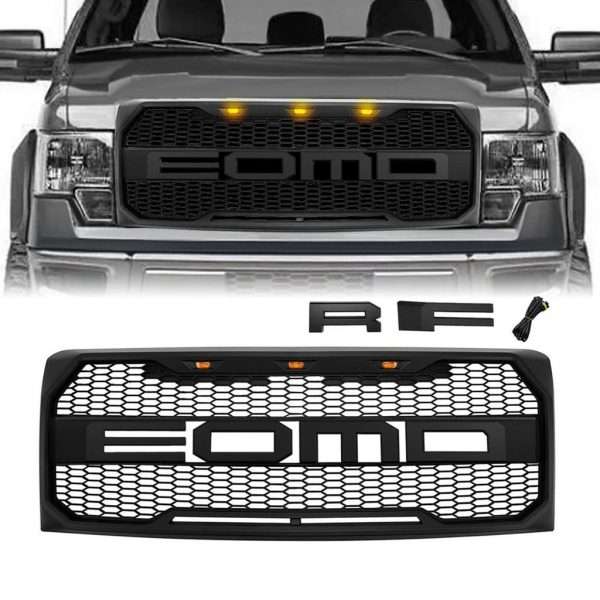 2009-2014 F150 raptor-style-front-grill-hood-grille-wled-matte-black2009-2014-ford-f150-grilles-and-grille