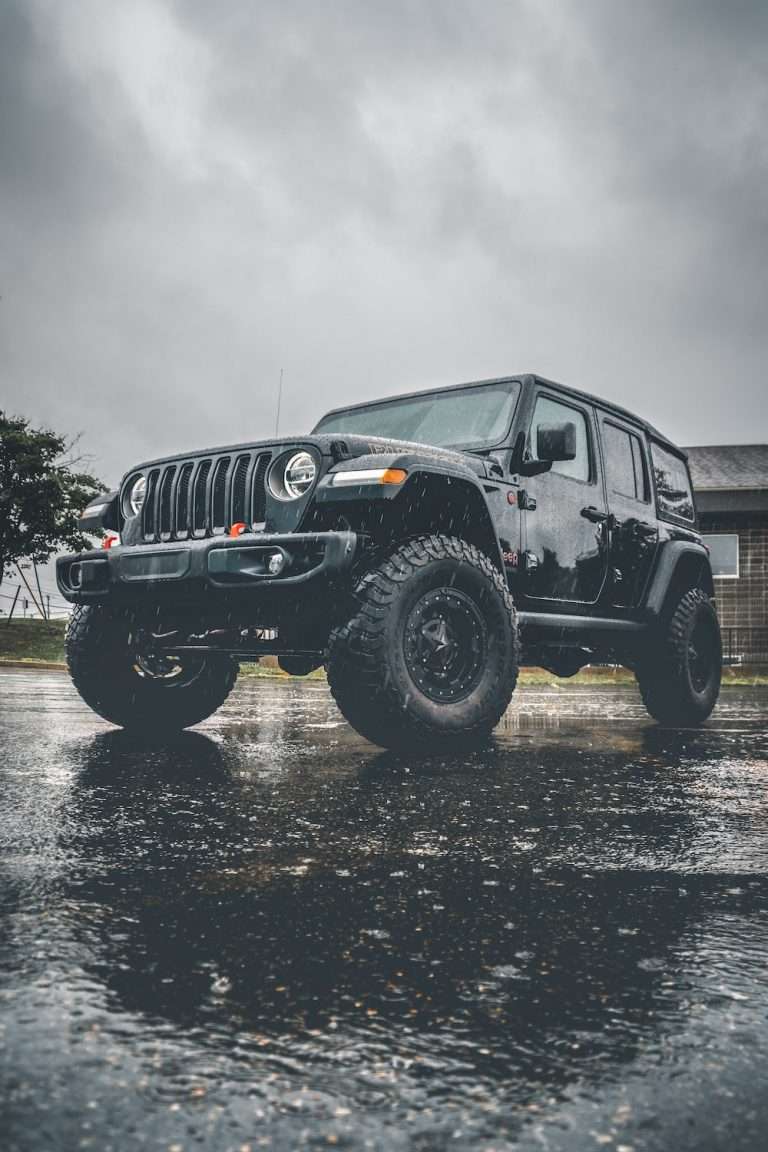 jeep wrangler in the rain