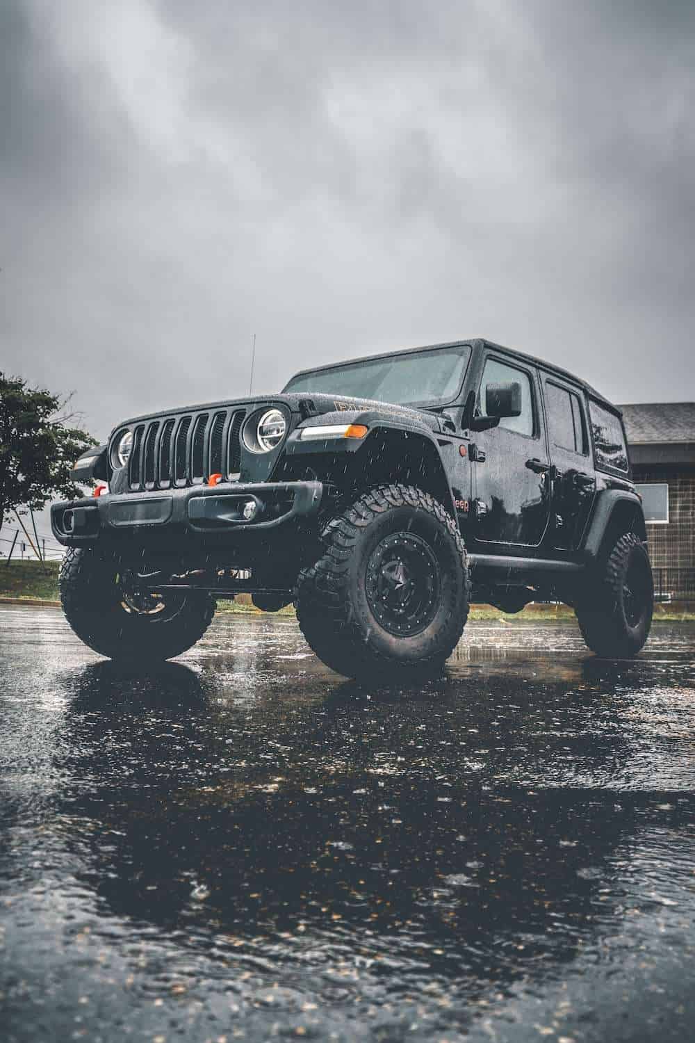 jeep wrangler in the rain