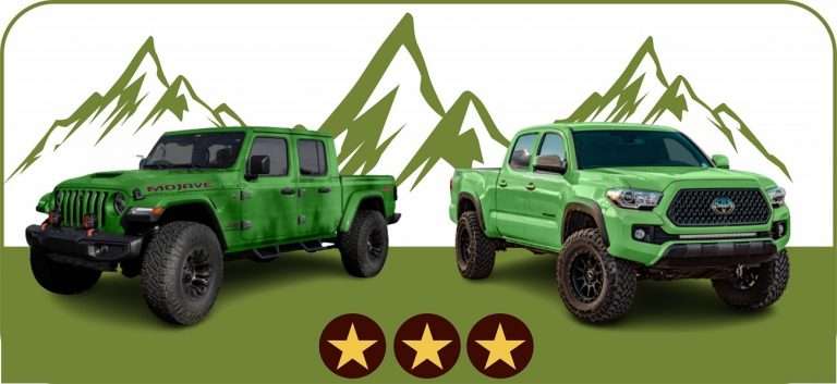 image of Toyota tacoma and Jeep Gladiator head on