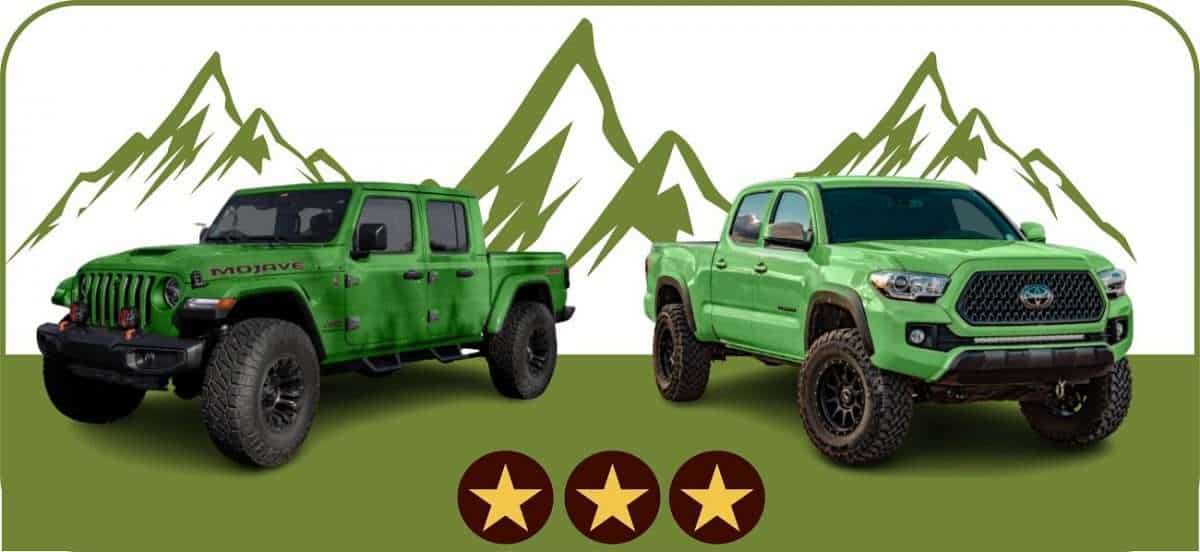 image of Toyota tacoma and Jeep Gladiator head on