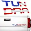 american flag tundra letters on a white truck Tundra Tailgate Letters | 2014-2021 3D Raised Inserts