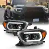 LED C-TUBE PROJECTOR BLACK HEADLIGHTS W/ SEQUENTIAL TURN SIGNAL FOR 2016-2022 TOYOTA TACOMA