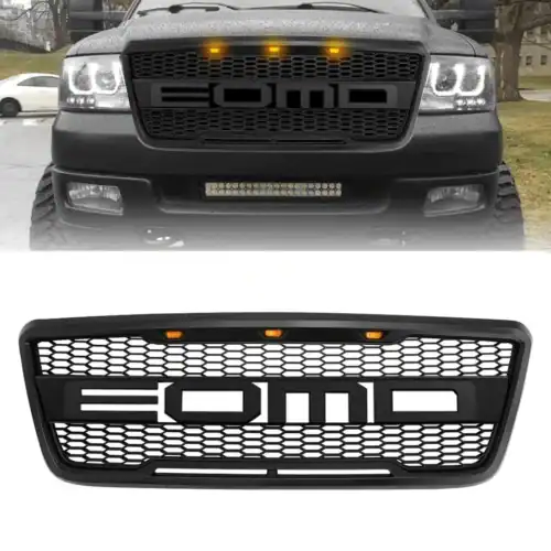 raptor-style-front-grill-bumper-hood-mesh-grille-wled-matte-black-for-2004-2008-ford-f150-grilles-and-grille-deletes-am-off-road-542927 RAPTOR STYLE FRONT GRILL BUMPER HOOD MESH GRILLE W/LED - MATTE BLACK FOR 2004-2008 FORD F150