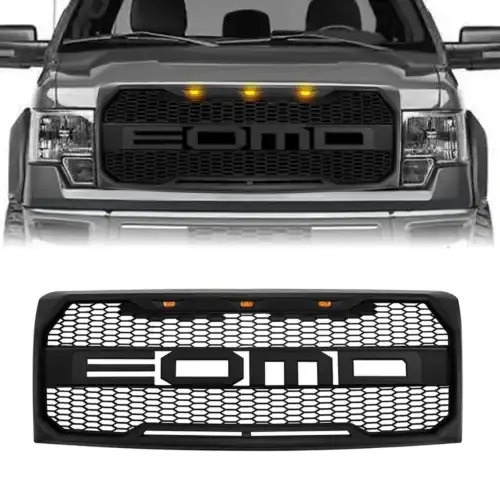 raptor-style-front-grill-hood-grille-wled-matte-black-for-2009-2014-ford-f150-grilles-and-grille-deletes-am-off-road-869592 RAPTOR STYLE FRONT GRILL HOOD GRILLE W/LED - MATTE BLACK FOR 2009-2014 FORD F150