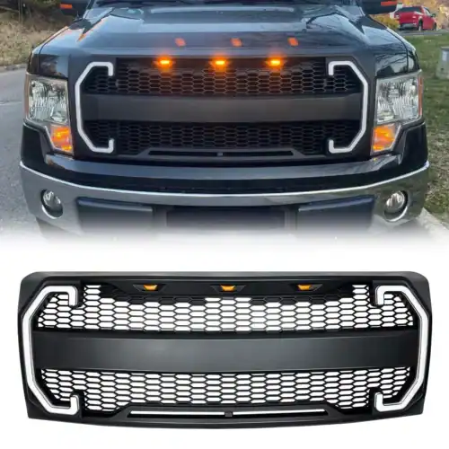 raptor-style-mesh-grille-wdrl-turn-signal-lights-for-2009-2014-ford-f150-grille-am-off-road-714393 RAPTOR STYLE MESH GRILLE W/DRL & TURN SIGNAL LIGHTS FOR 2009-2014 FORD F150