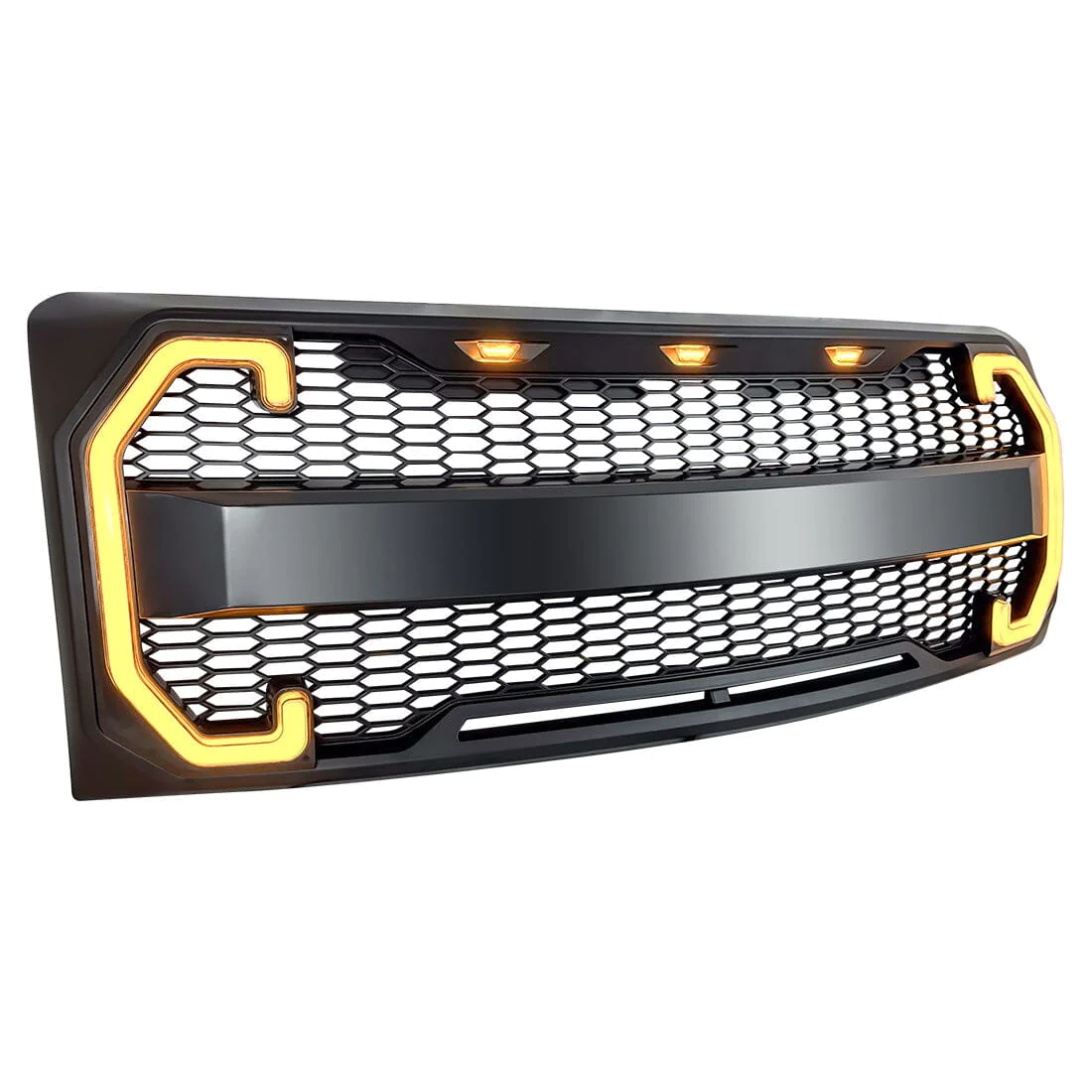 RAPTOR STYLE MESH GRILLE W/DRL & TURN SIGNAL LIGHTS FOR 2009-2014